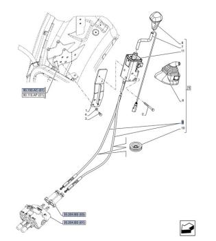 CNH Bowdenzug 1080mm, Zwischenachssteuergerät